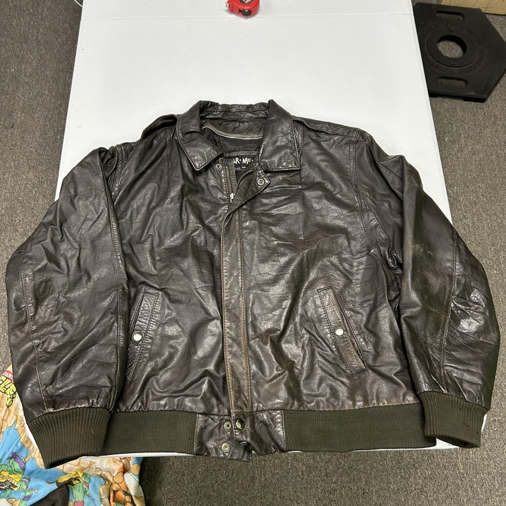 Wear-Me-Out Bomber Jacket Mens 44 Brown Leather Vintage Flight Distressed